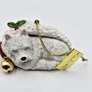Danbury Mint Westie‎ Wonderland Ornament "Stocking Snooze"